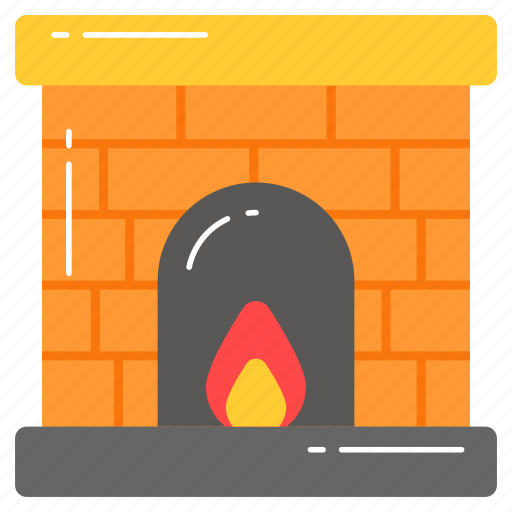 Fireplace, furnace, campfire, bonfire, flame, interior, fire icon - Download on Iconfinder