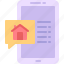 smartphone, notification, alert, speech, bubble, home 