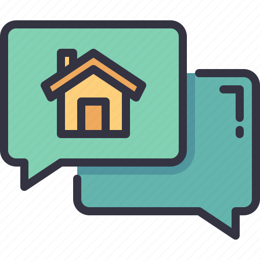 Speech, bubble, home, house, rent, property icon - Download on Iconfinder