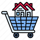 trolley, buy, house, sale, market, cart, building, residential, shop