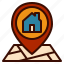direction, house, location, map, pin 