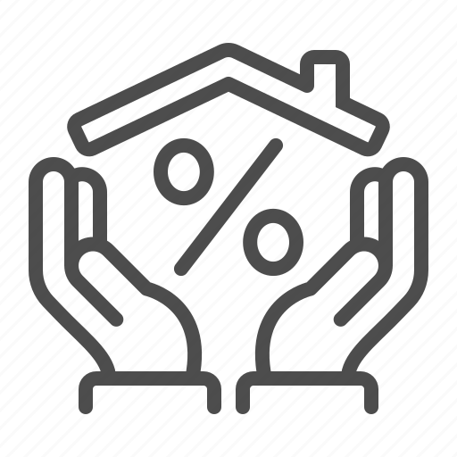 Real estate, house, hands, percent, mortgage, realtor, homeownership icon - Download on Iconfinder