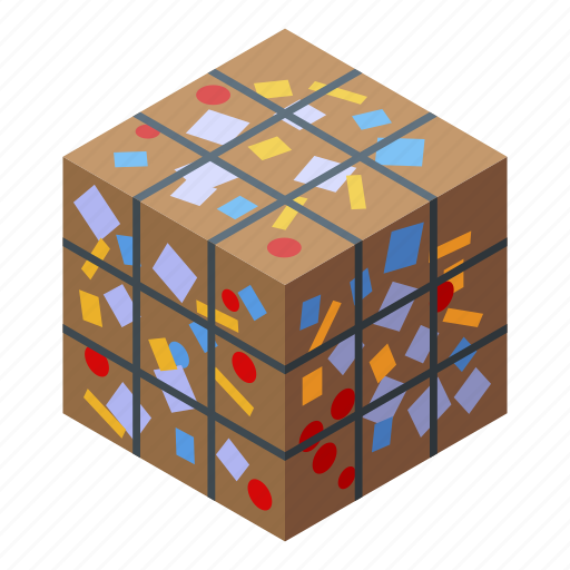 Business, cartoon, compressed, cube, garbage, isometric, technology icon - Download on Iconfinder
