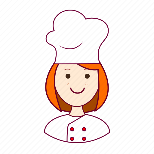 Chef, chefe de cozinha, emprego, job, mulher, professions, redheaded woman icon - Download on Iconfinder