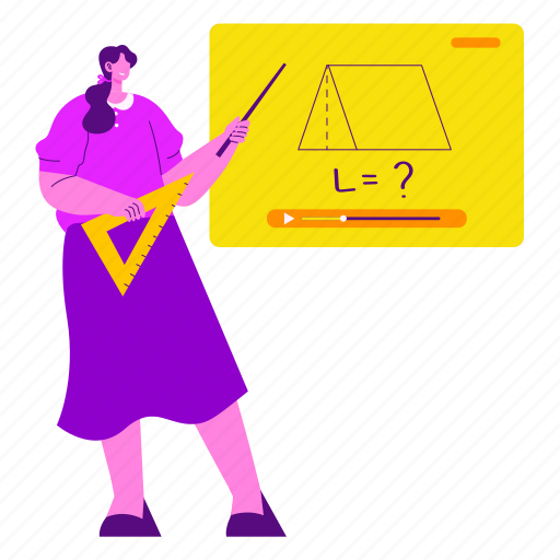 Online teaching, tutorial, math, class, teacher, geometry, e-learning illustration - Download on Iconfinder