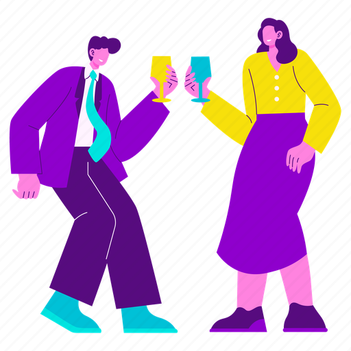 Celebration dance teamwork, dancing, cheers, couple, office party, party, celebration illustration - Download on Iconfinder