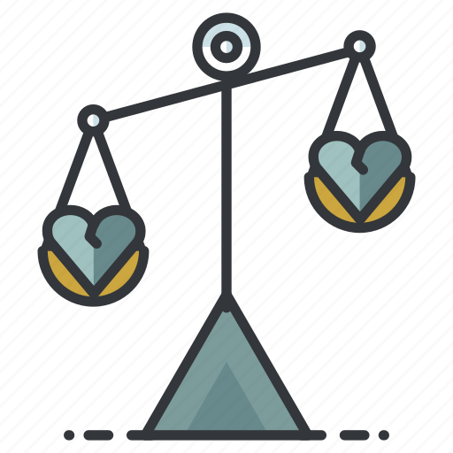 Breakup, divorce, heart, justice, love, relationship, scales icon - Download on Iconfinder