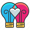 heart, idea, lightbulbs, love, relationship, thought 