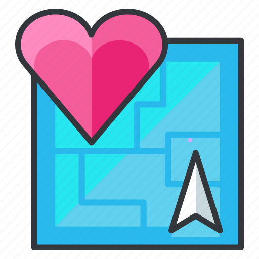Heart, location, map, navigation, relationship icon - Download on Iconfinder