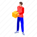 business, cartoon, delivery, globe, hand, isometric, parcel