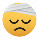 emoji, bandage, head, sad
