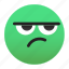 emoji, green, mad, frown 