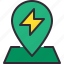 charge, electric, energy, map, pin 