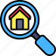 real, estate, searching, research, property, house, home, magnifying, glass, search 