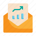 growth, graph, message, envelope, mail, statistics, report icon