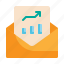 growth, graph, message, envelope, mail, statistics, report icon 