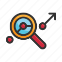 growth, data, graph, search, magnifier, report icon, analytics