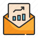 growth, graph, message, envelope, report icon, mail, analytics