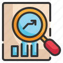 search, analytics, document, graph, statistics, magnifier, report icon