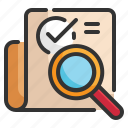 search, document, file, check, magnifier, report icon