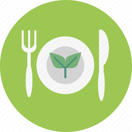 Food, fork, knife, leaf, plant, plate, restaurant icon - Download on Iconfinder
