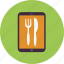 device, eat, fork, gadget, knife, restaurant, tablet 