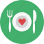 food, fork, knife, love, plate, restaurant, romance 