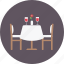 chair, flower, food, plant, restaurant, table, wine 