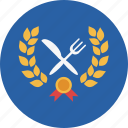 award, badge, fork, knife, medal, restaurant