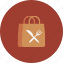 bag, fork, knife, restaurant, shop, shopping