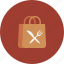 bag, fork, knife, restaurant, shop, shopping 