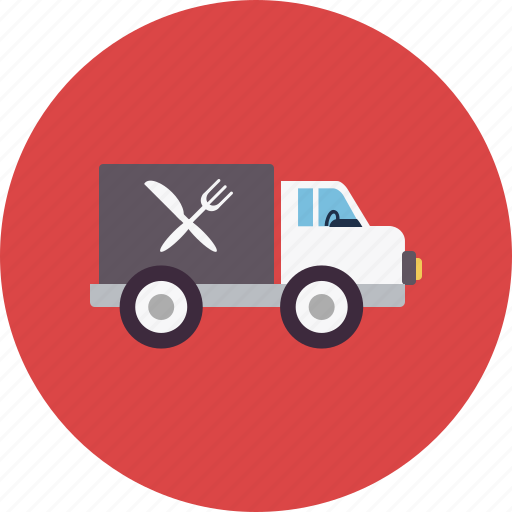Automobile, car, delivery, fork, knife, restaurant, transport icon - Download on Iconfinder