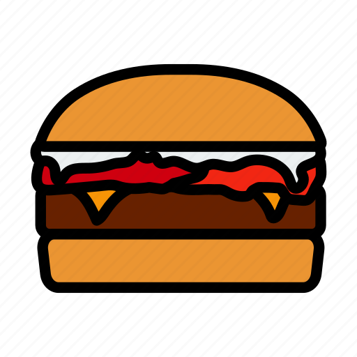 Hamburger, restaurant, food, meal, fast, lineart, cheese icon - Download on Iconfinder