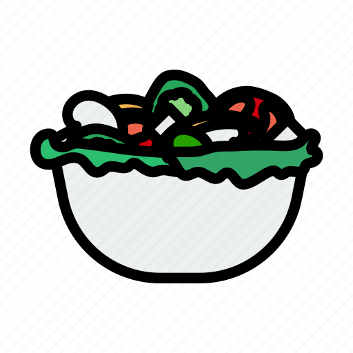 Salad, vegetable, vegetarian, green, lineart, restaurant, food icon - Download on Iconfinder