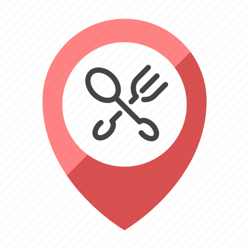 Cross, fork, location, map, restaurant, spoon icon - Download on Iconfinder