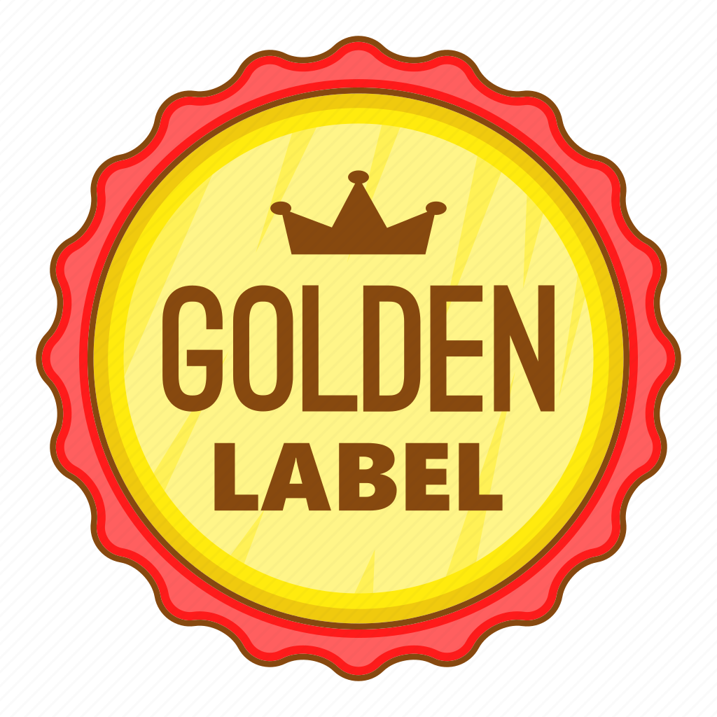 Голден лейбл. Golden Label. Золотой значок вкусно и точка.