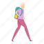 backpack, family, old, person, sport, woman 