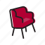 chair, furniture, sofa, seat, interior, retro, red 