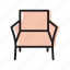 chair, furniture, interior, seat, armchair, retro, pink 