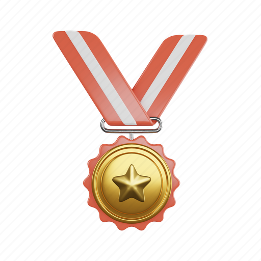 Medal, award, reward, achievement, badge, prize, winner 3D illustration - Download on Iconfinder
