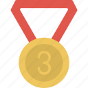 award, bronze, medal, number, three, prize, victory, winner