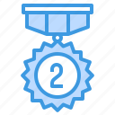 medal, reward, badge, award, second