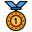 medal, reward, first, badge, award 