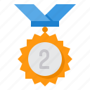 medal, second, reward, badge, award