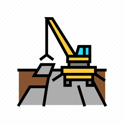 Crane, road, construction, crushed, embankment, strengthening icon - Download on Iconfinder