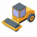 business, car, cartoon, construction, isometric, road, roller