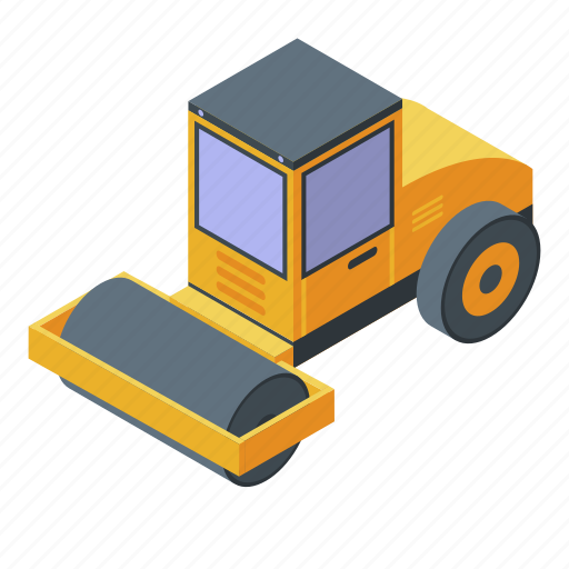 Business, car, cartoon, construction, isometric, road, roller icon - Download on Iconfinder