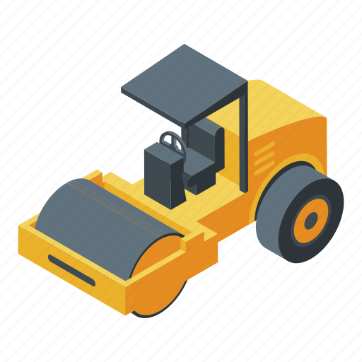 Business, cartoon, construction, heavy, isometric, machine, steamroller icon - Download on Iconfinder