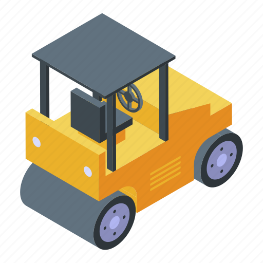 Asphalt, business, cartoon, construction, isometric, roller, technology icon - Download on Iconfinder