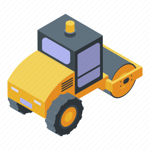 Cartoon, construction, isometric, roller, technology, vibrating, vibratory icon - Download on Iconfinder